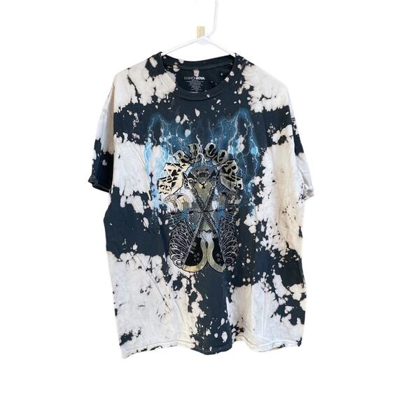 Fashion Nova Hardcore Black Bleached T shirt Size Large Graphic Print Snake - Picture 1 of 6